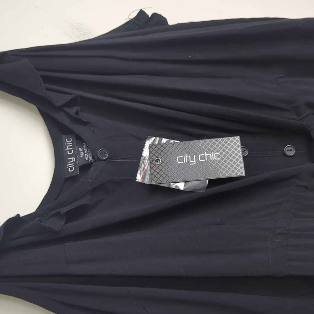 City Chic Ruffle-Trim Button-Front Maxi Dress - Picture 3 of 6